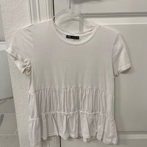 White Shirt with ruffle/tiered bottom